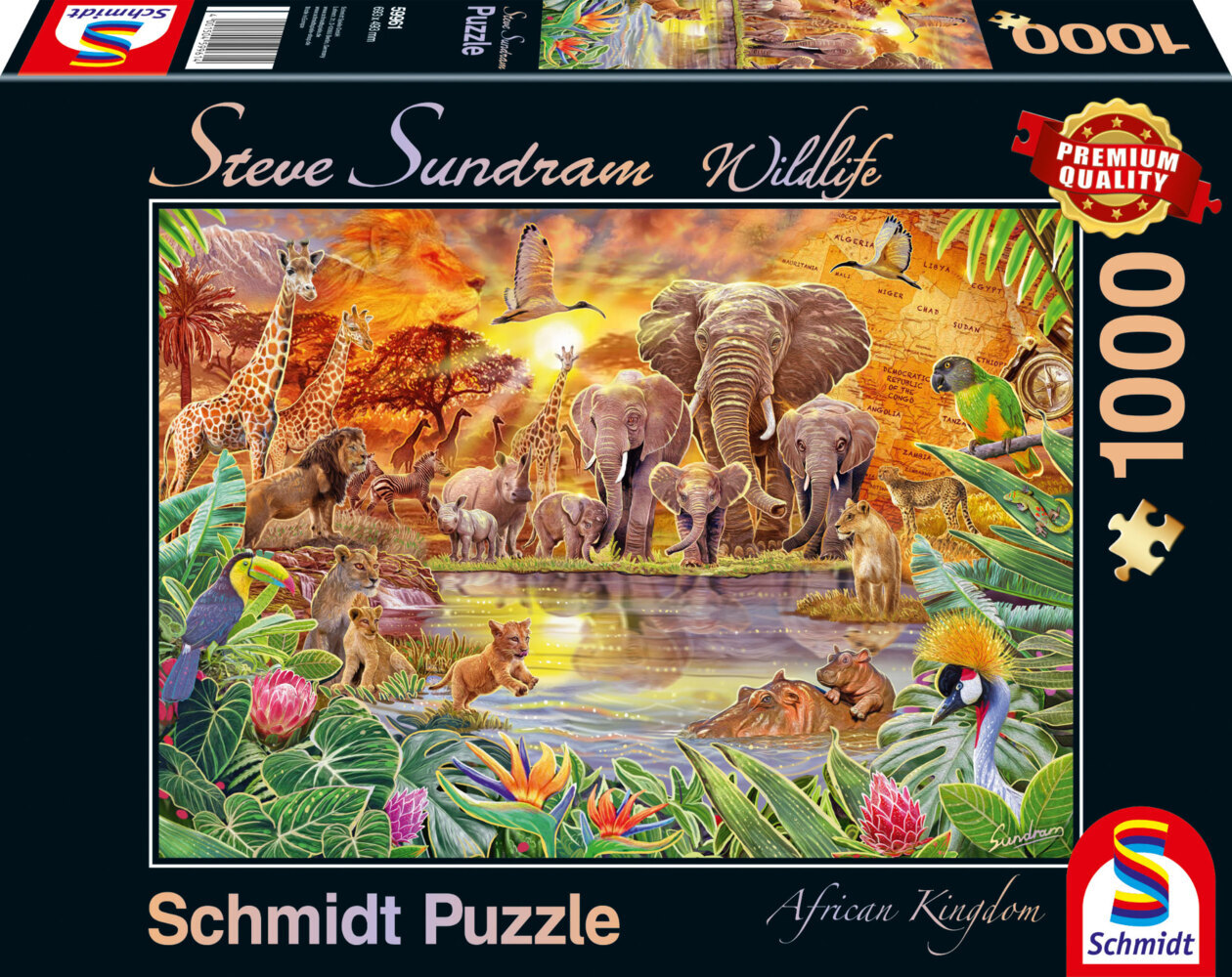 Cover: 4001504599829 | Afrikas Tiere. 1.000 Teile | Spiel | 59982 | Deutsch | 2022 | Schmidt