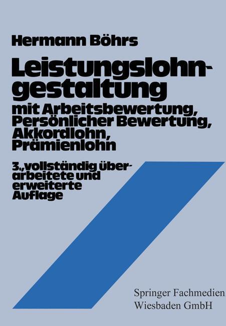 Cover: 9783409690720 | Leistungslohngestaltung | Hermann Böhrs | Taschenbuch | Paperback
