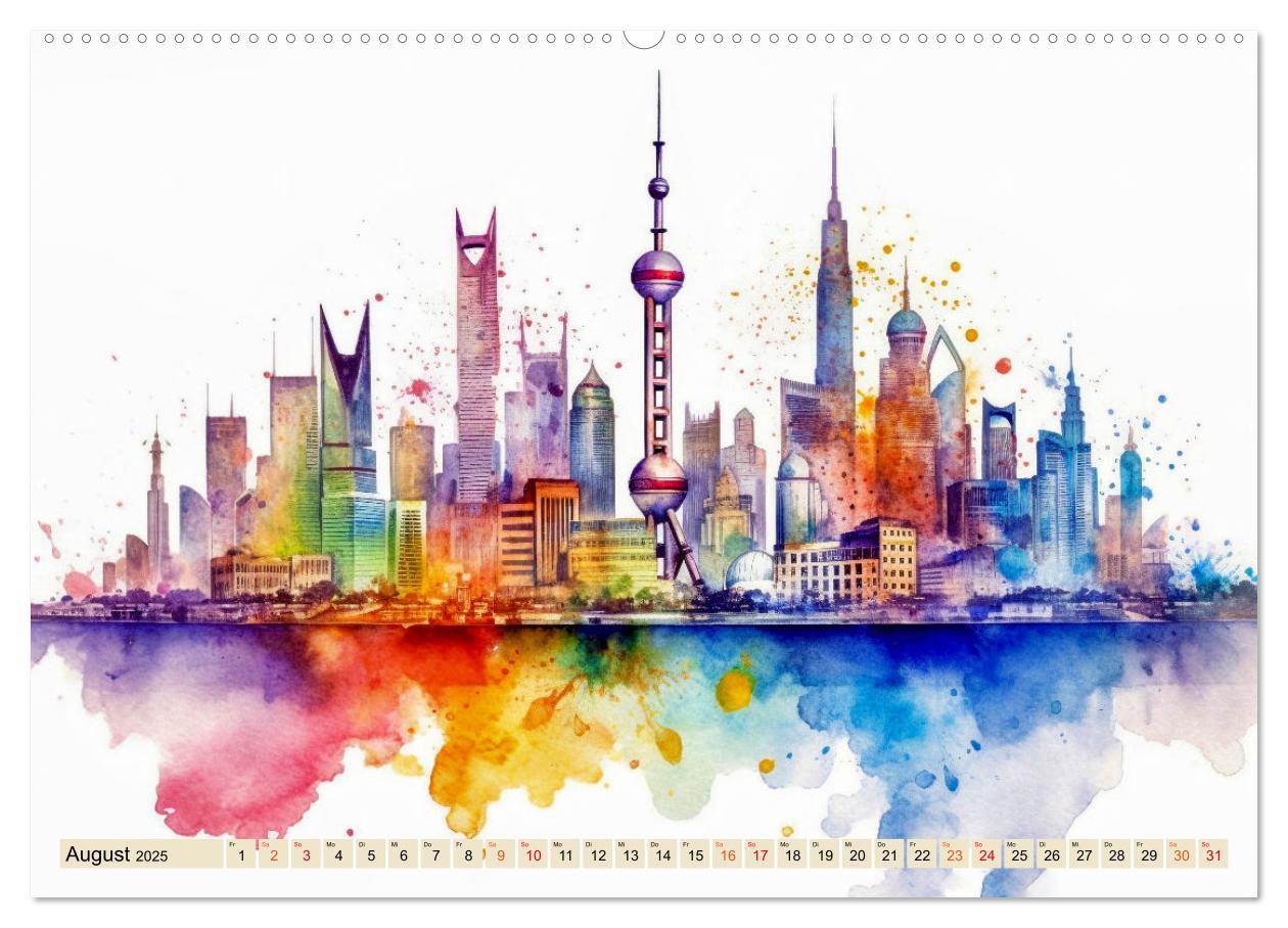 Bild: 9783383898013 | Skylines - bunte Städte (Wandkalender 2025 DIN A2 quer), CALVENDO...