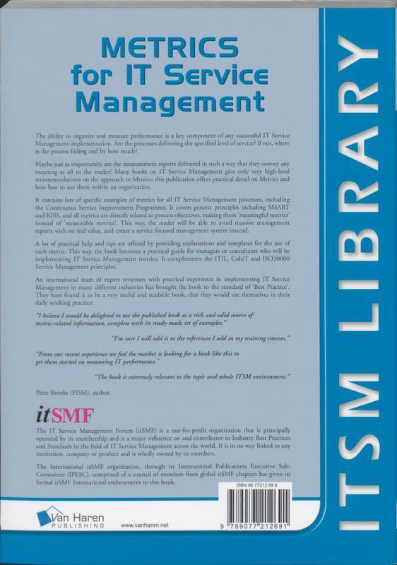 Rückseite: 9789077212691 | Metrics for IT Service Management | Peter Brooks | Taschenbuch | 2006