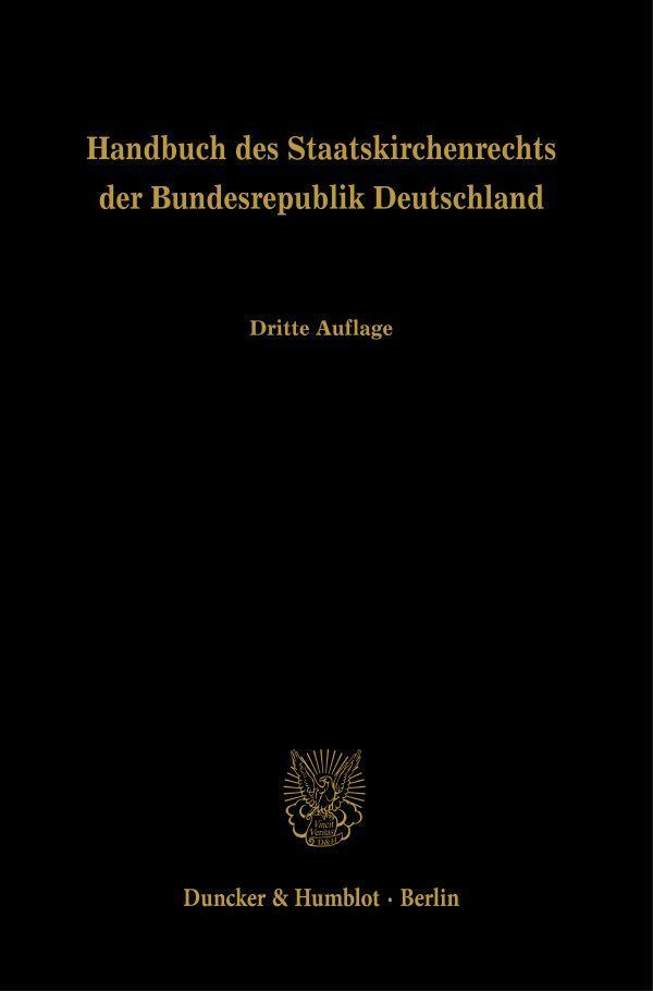 Cover: 9783428181353 | Handbuch des Staatskirchenrechts der Bundesrepublik Deutschland...
