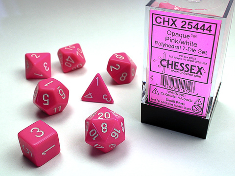 Cover: 601982010126 | Opaque Polyhedral Pink/white 7-Die Set | Chessex | EAN 601982010126
