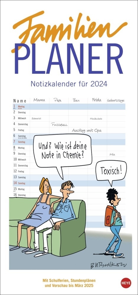 Cover: 9783756400256 | Peter Butschkow Familienplaner 2024. Cartoon-Familienkalender mit 5...