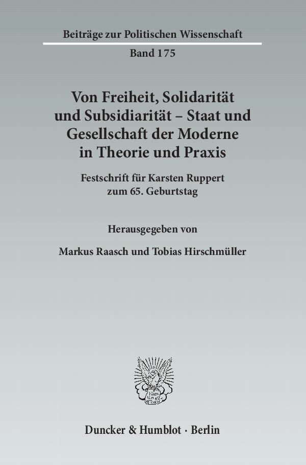 Cover: 9783428138067 | Von Freiheit, Solidarität und Subsidiarität - Staat und...
