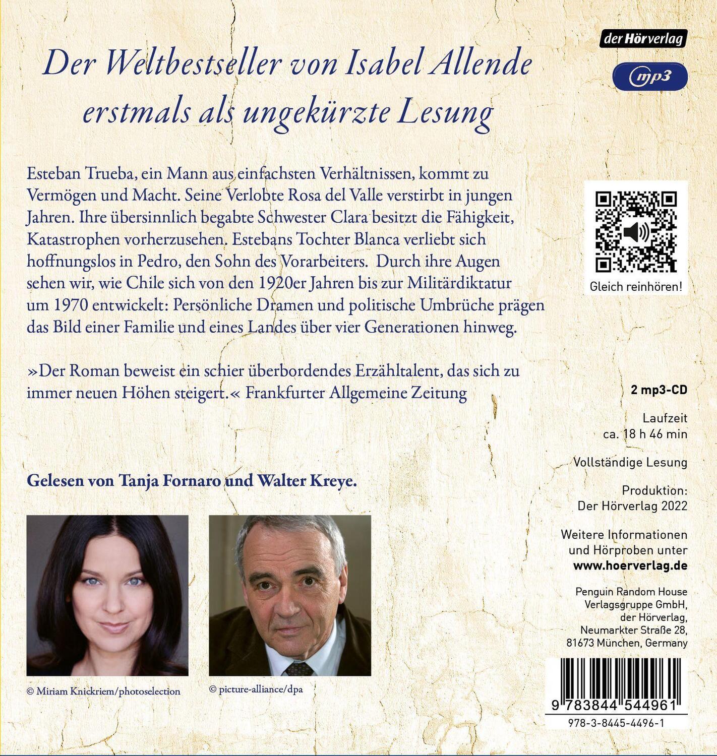 Bild: 9783844544961 | Das Geisterhaus | Isabel Allende | MP3 | 2 Audio-CDs | Deutsch | 2022