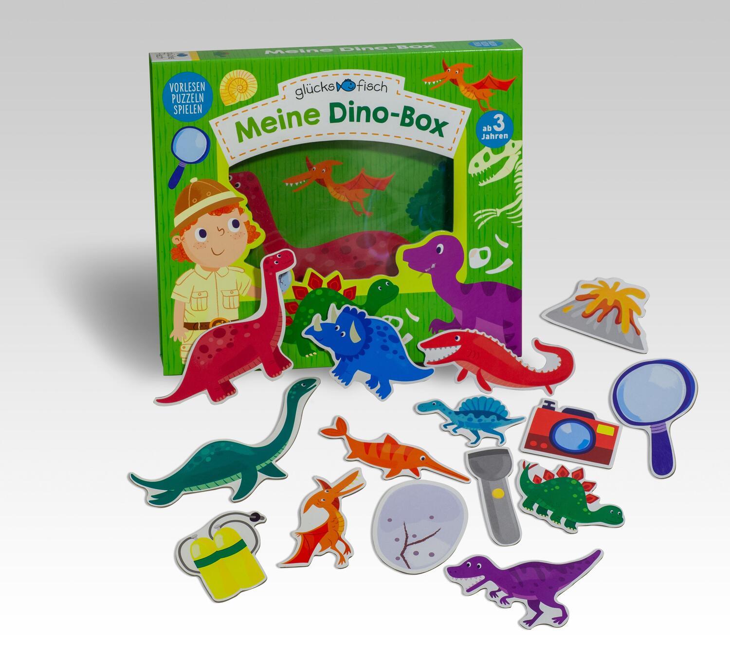 Bild: 9783737358248 | Glücksfisch: Meine Dino-Box | Vorlesen - Puzzlen - Spielen | Box