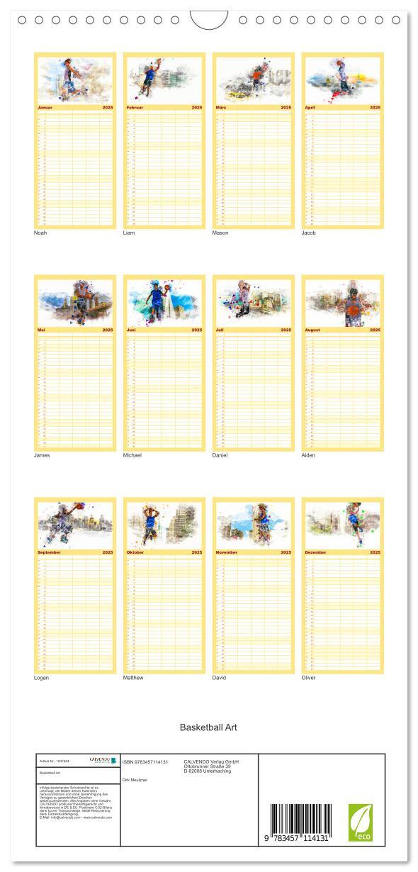 Bild: 9783457114131 | Familienplaner 2025 - Basketball Art mit 5 Spalten (Wandkalender,...