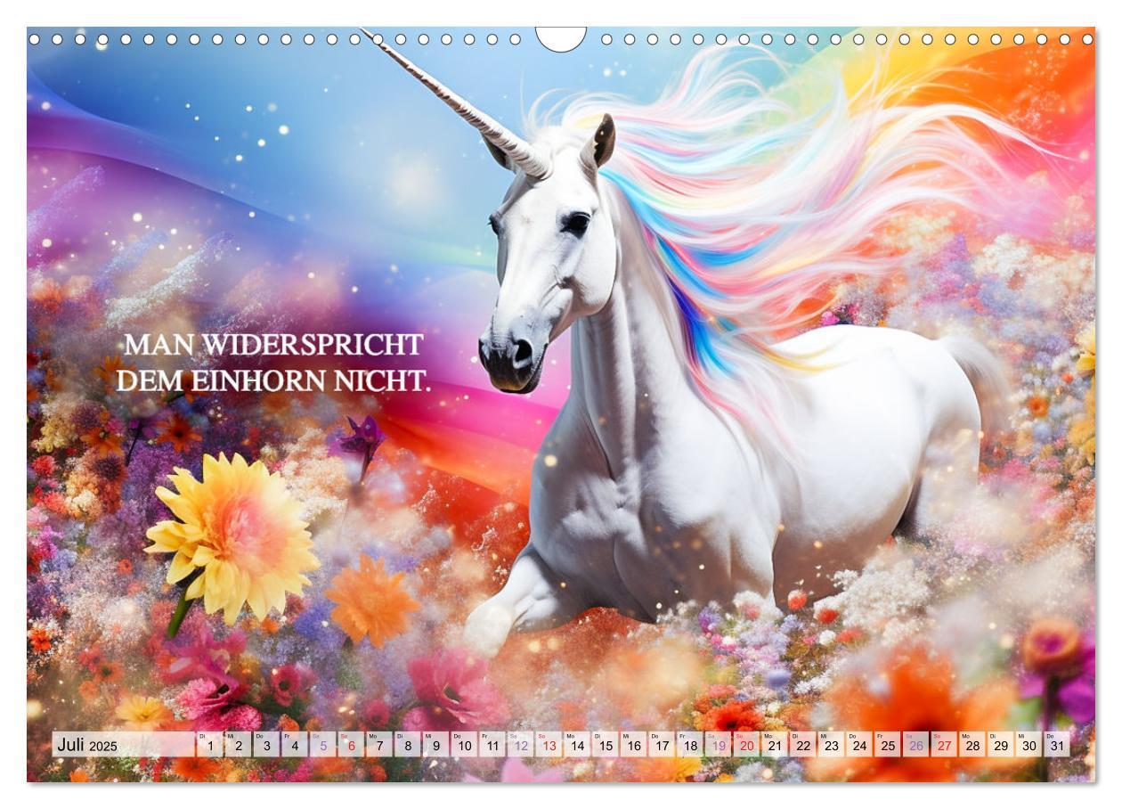 Bild: 9783383861956 | Einhorn und coole Sprüche (Wandkalender 2025 DIN A3 quer), CALVENDO...