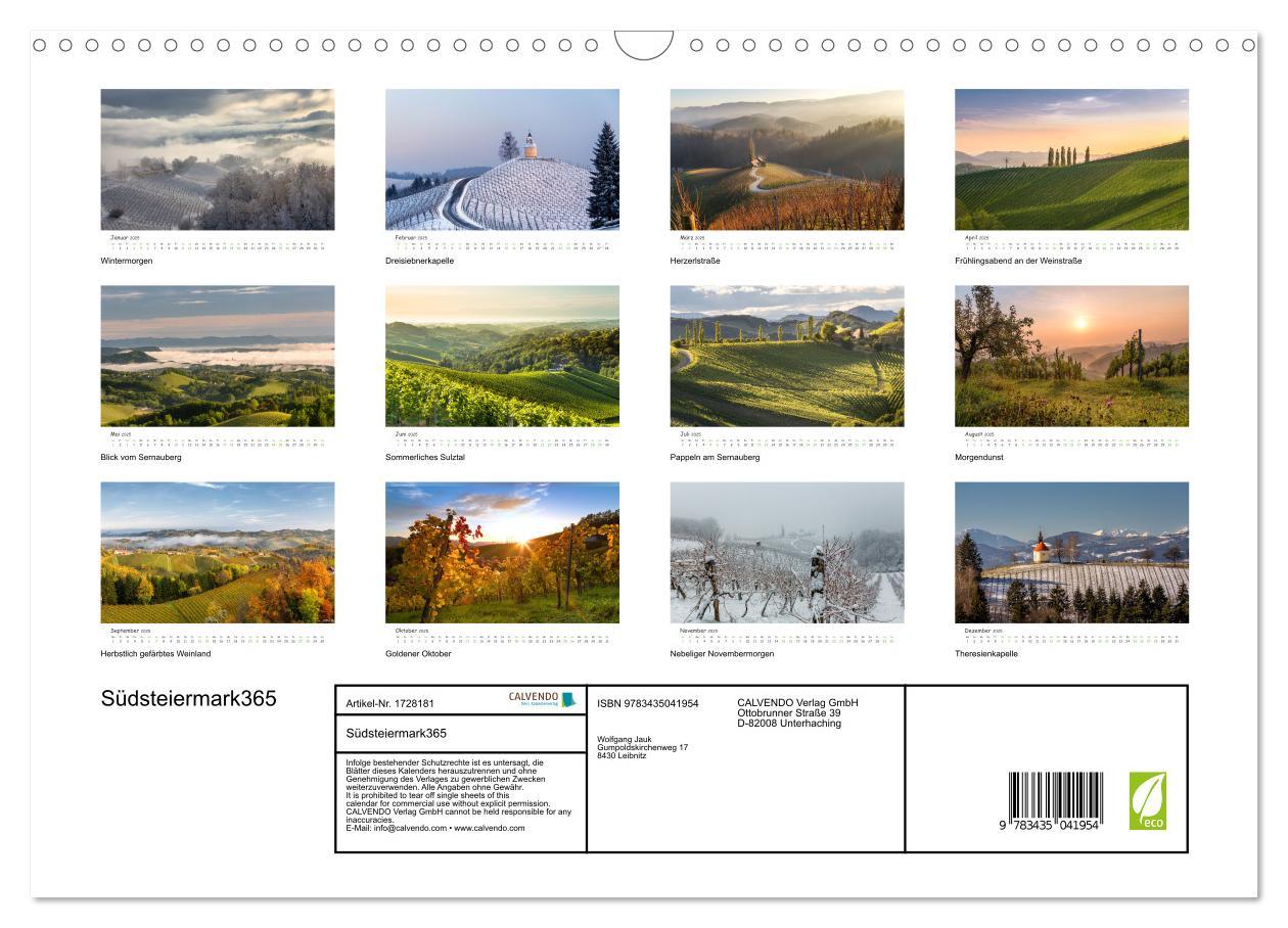 Bild: 9783435041954 | Südsteiermark365 (Wandkalender 2025 DIN A3 quer), CALVENDO...