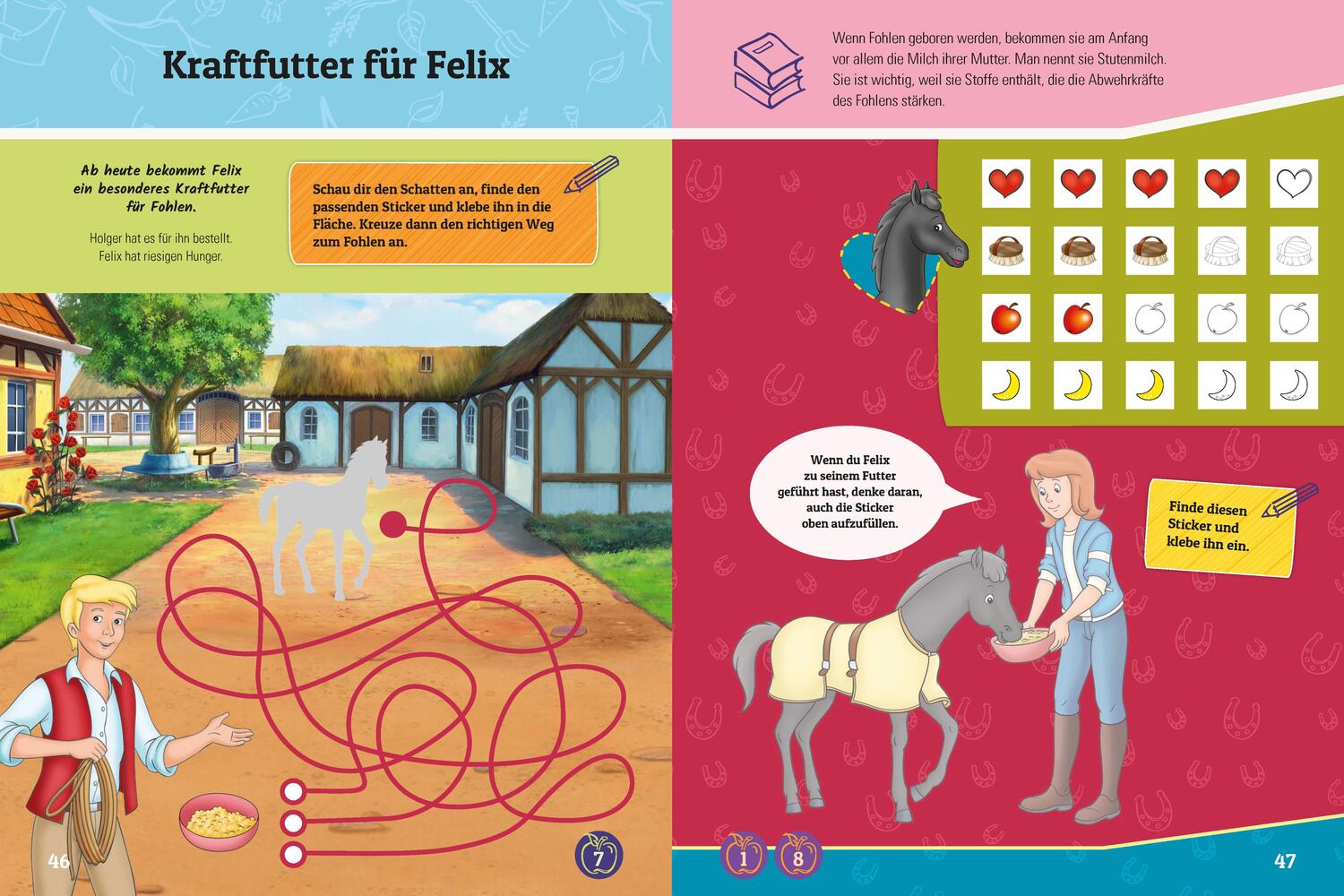 Bild: 9783849943189 | Bibi &amp; Tina: Rätseln Stickern Kümmern: Pflege Fohlen Felix! | Verlag