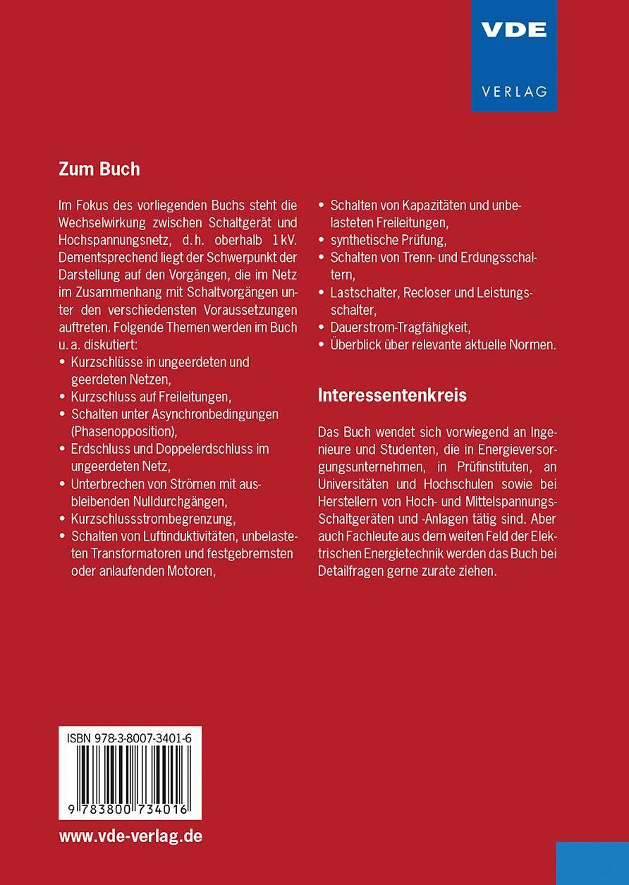 Rückseite: 9783800734016 | Schalten im Hochspannungsnetz | Heinz-Helmut Schramm | Taschenbuch