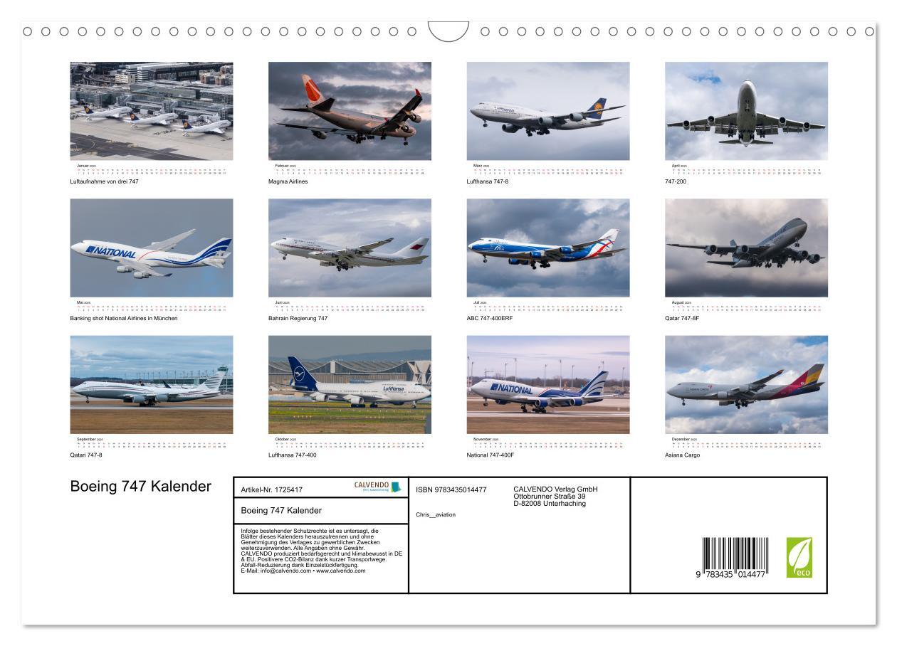 Bild: 9783435014477 | Boeing 747 Kalender (Wandkalender 2025 DIN A3 quer), CALVENDO...