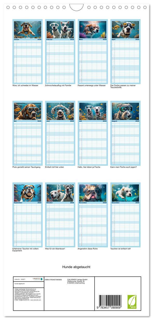 Bild: 9783457090909 | Familienplaner 2025 - Hunde abgetaucht mit 5 Spalten (Wandkalender,...