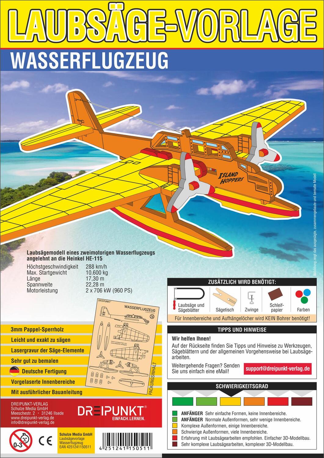 Cover: 4251241150511 | Laubsägevorlage Wasserflugzeug | Schulze Media GmbH | Stück | Deutsch