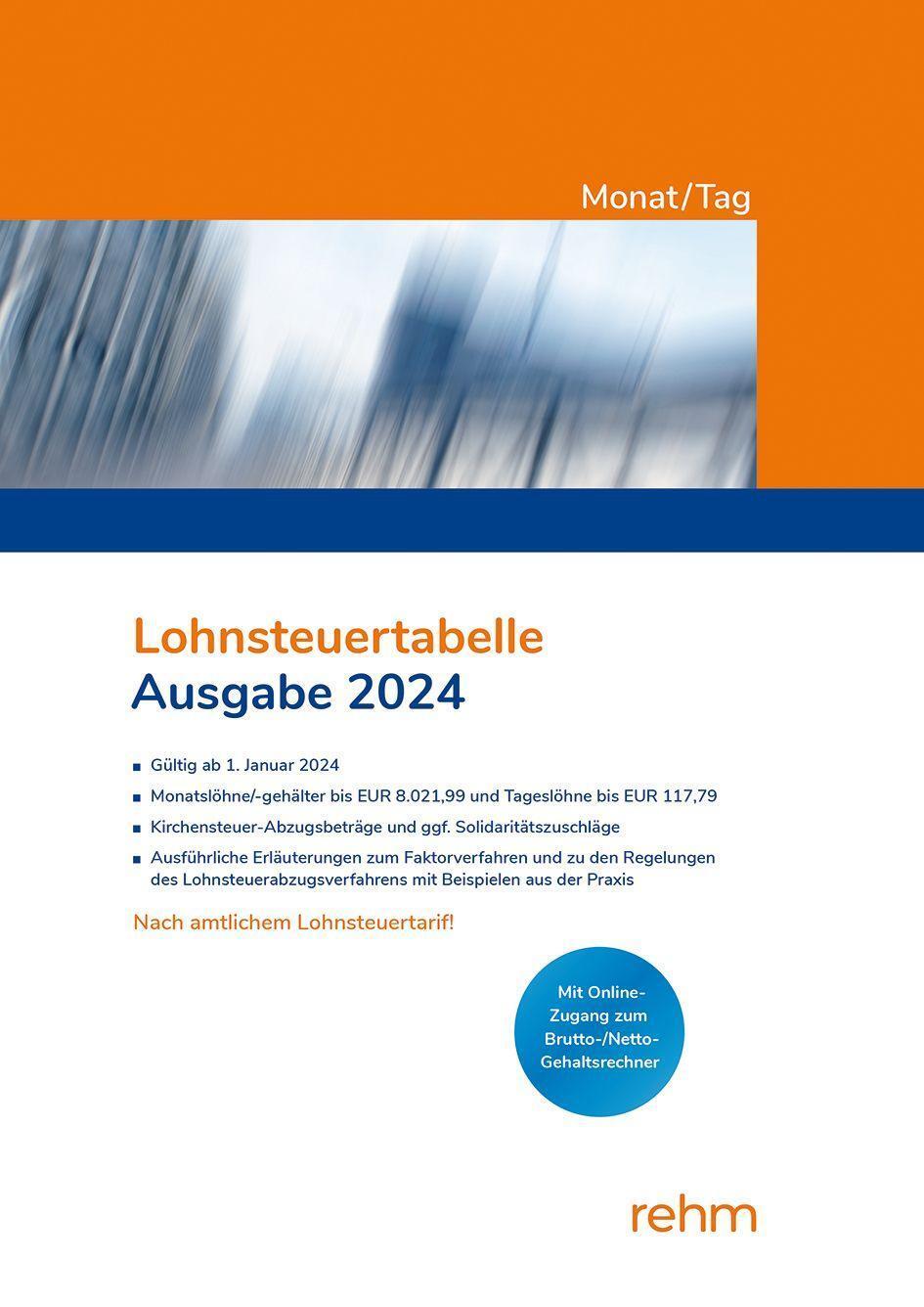 Cover: 9783807328775 | Lohnsteuertabelle Monat/Tag 2024 | Taschenbuch | 512 S. | Deutsch
