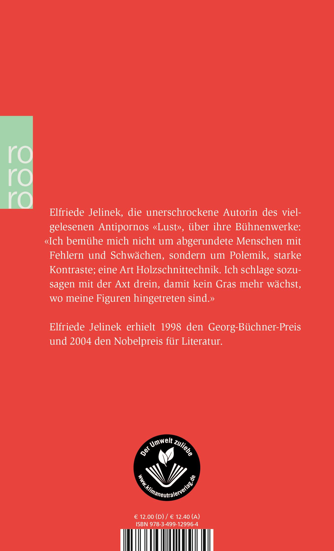 Rückseite: 9783499129964 | Theaterstücke | Elfriede Jelinek | Taschenbuch | 286 S. | Deutsch