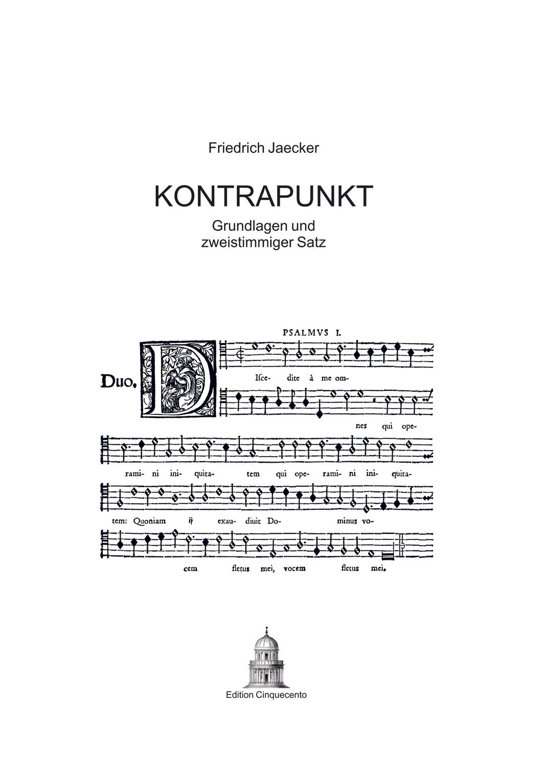 Cover: 9789463865050 | Kontrapunkt | Grundlagen und zweistimmiger Satz | Friedrich Jaecker