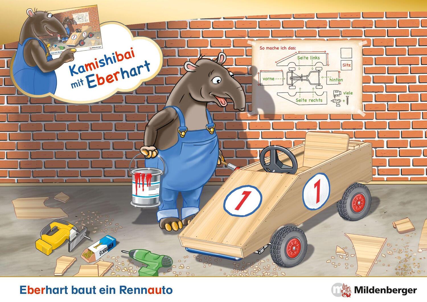 Cover: 9783619044917 | Kamishibai mit Eberhart - Eberhart baut ein Rennauto - Set | Broschüre