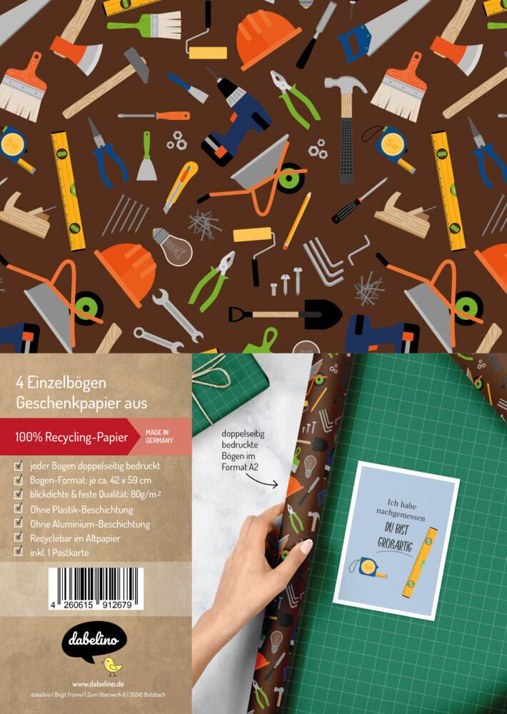 Cover: 4260615912679 | Geschenkpapier-Set: Werkzeuge/ Handwerker (für Männer) | Stück | 4 S.