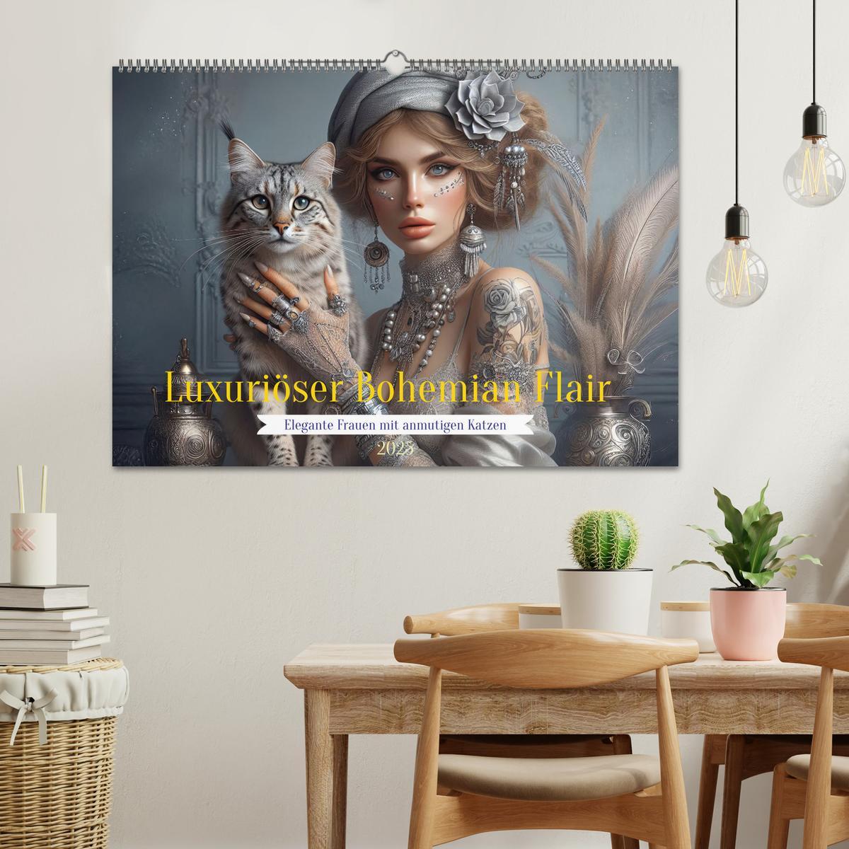 Bild: 9783457201640 | Luxuriöser Bohemian Flair - Elegante Frauen mit anmutigen Katzen...