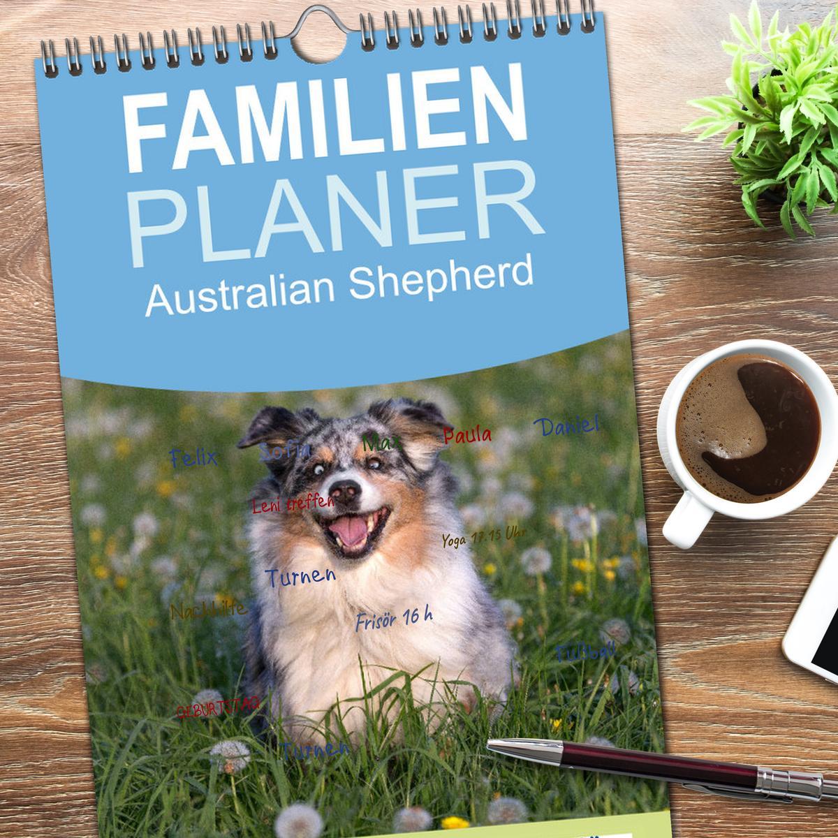 Bild: 9783457109663 | Familienplaner 2025 - Australian Shepherd mit 5 Spalten...