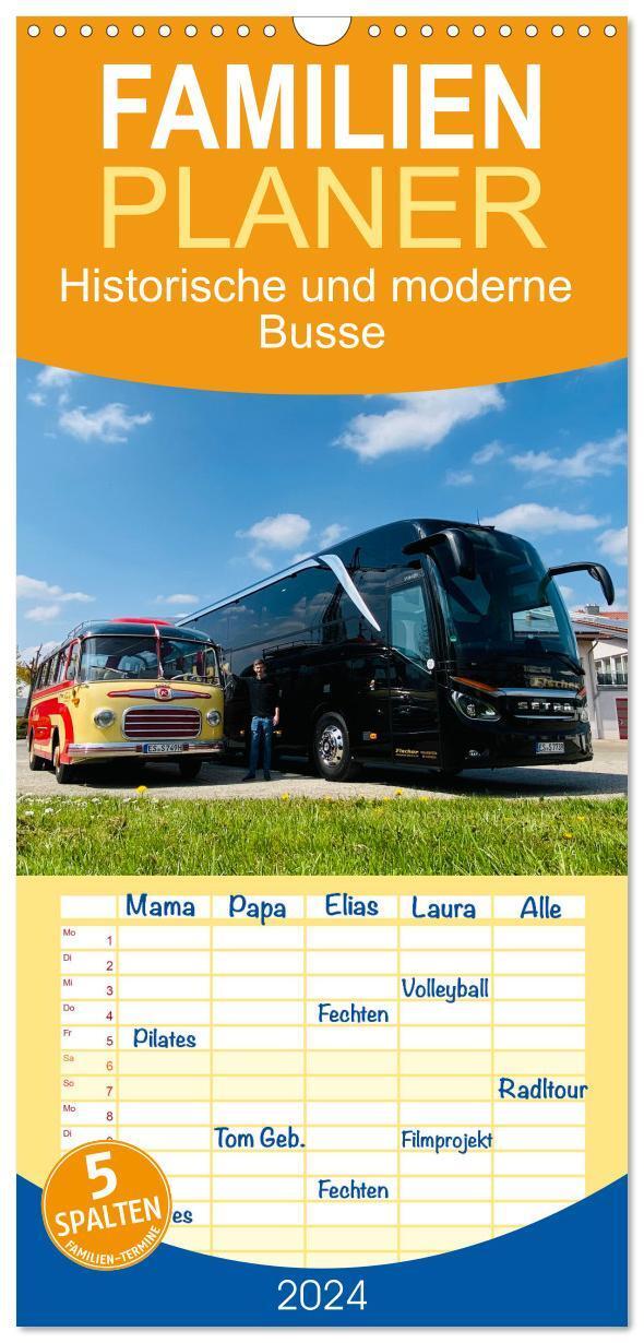 Cover: 9783383658013 | Familienplaner 2024 - Historische und moderne Busse mit 5 Spalten...