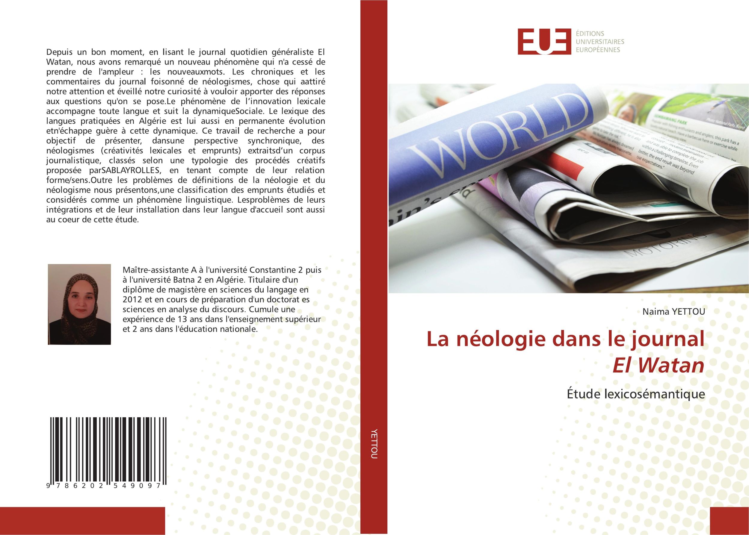 Cover: 9786202549097 | La néologie dans le journal El Watan | Étude lexicosémantique | Yettou