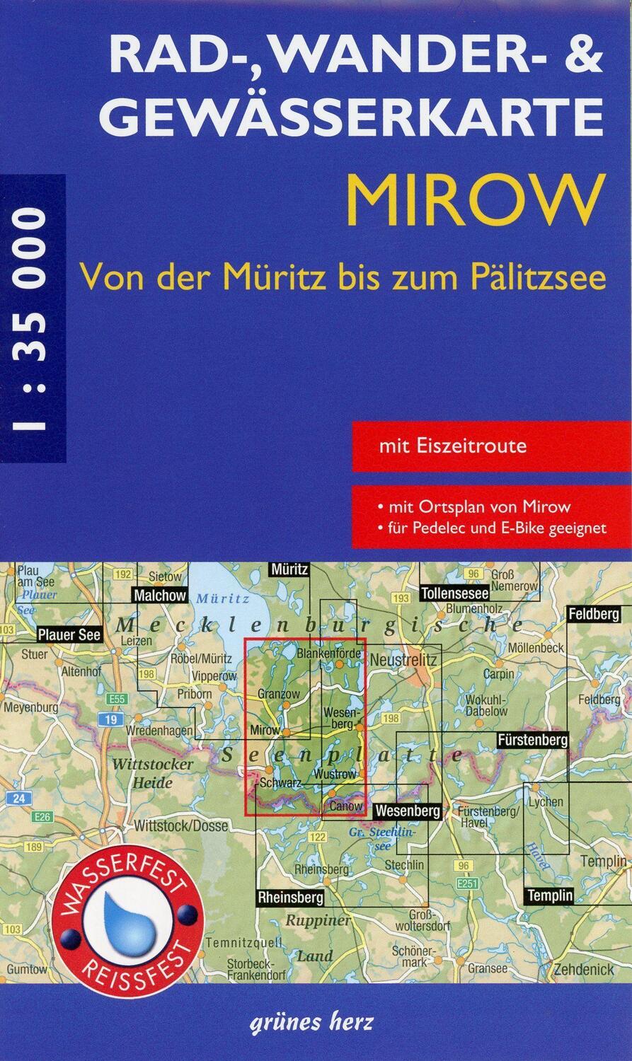 Cover: 9783866361119 | Mirow - von der Müritz zum Pälitzsee 1 : 35 000 Rad-, Wander- und...