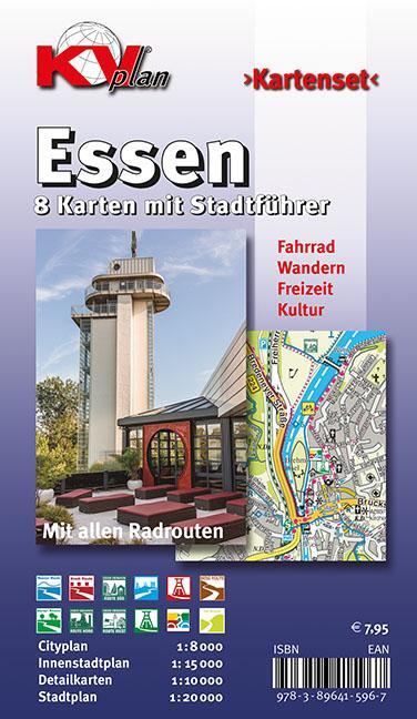 Cover: 9783896415967 | Essen  Kartenset, KVplan, Radkarte/Wanderkarte/Stadtplan, 1:20.000...