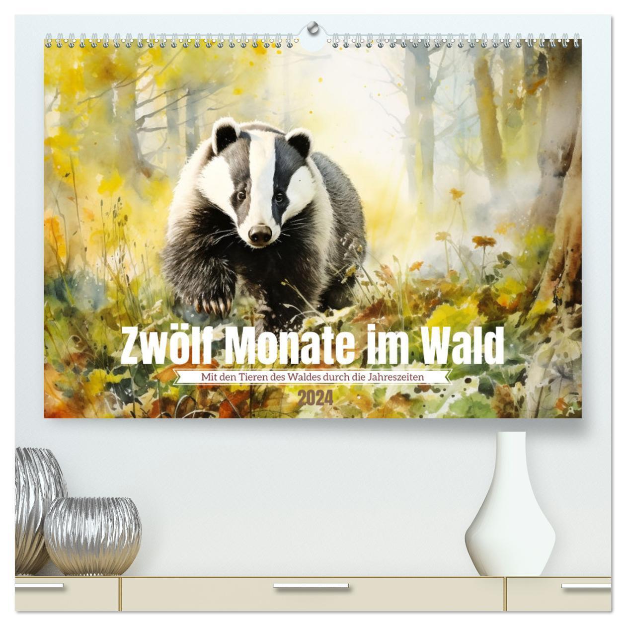 Cover: 9783383747748 | Zwölf Monate im Wald (hochwertiger Premium Wandkalender 2024 DIN A2...