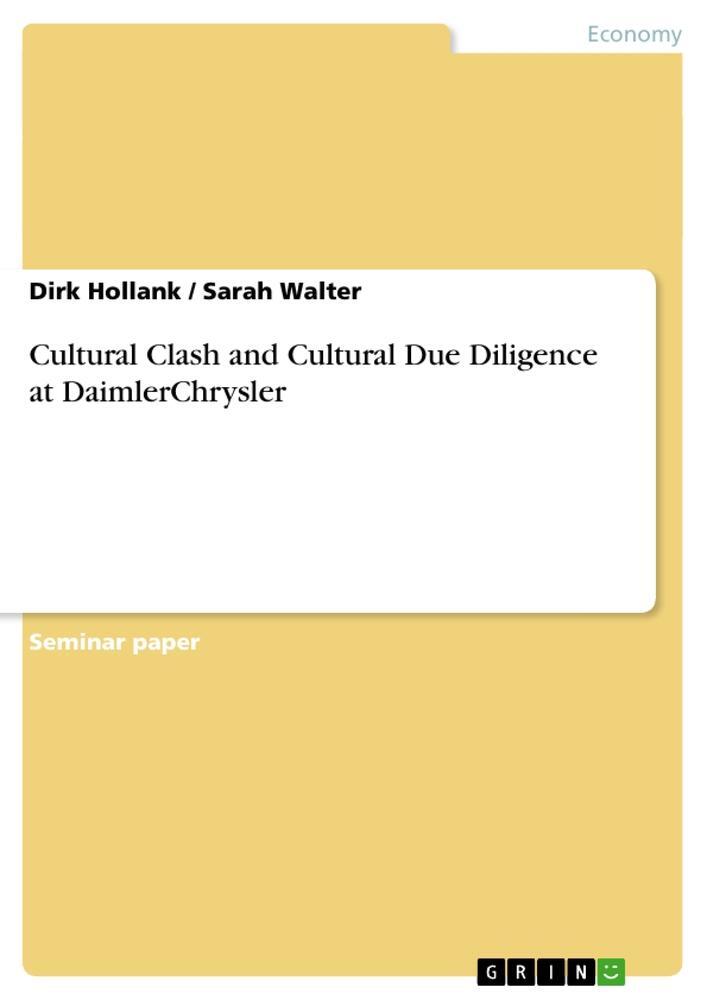 Cover: 9783640407538 | Cultural Clash and Cultural Due Diligence at DaimlerChrysler | Buch