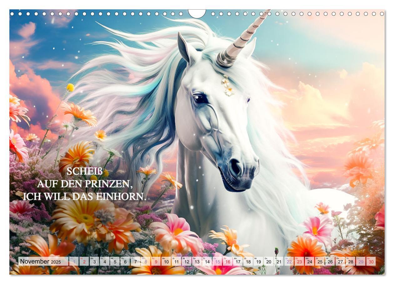 Bild: 9783383861956 | Einhorn und coole Sprüche (Wandkalender 2025 DIN A3 quer), CALVENDO...