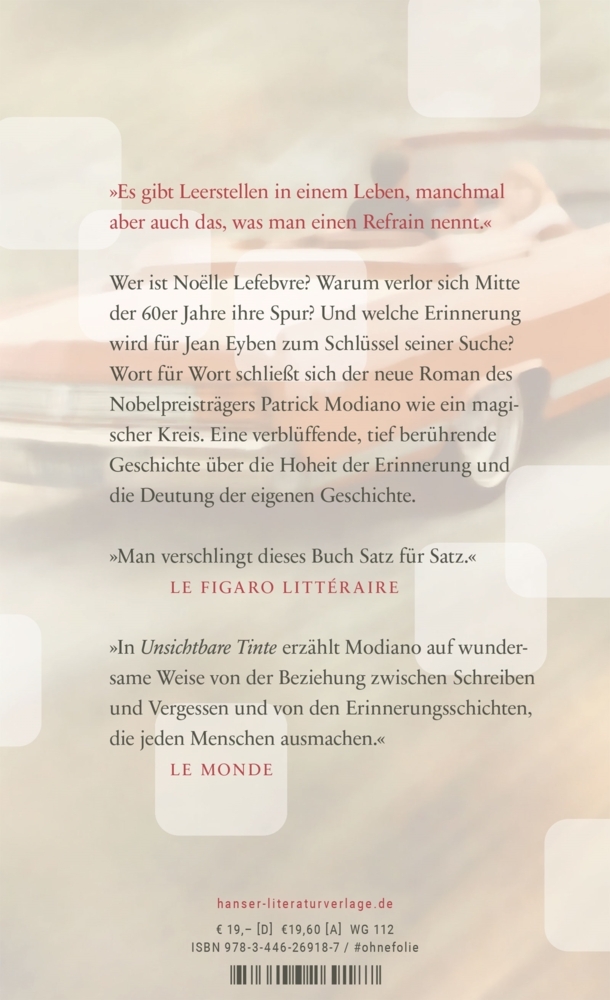 Bild: 9783446269187 | Unsichtbare Tinte | Roman | Patrick Modiano | Buch | 144 S. | Deutsch