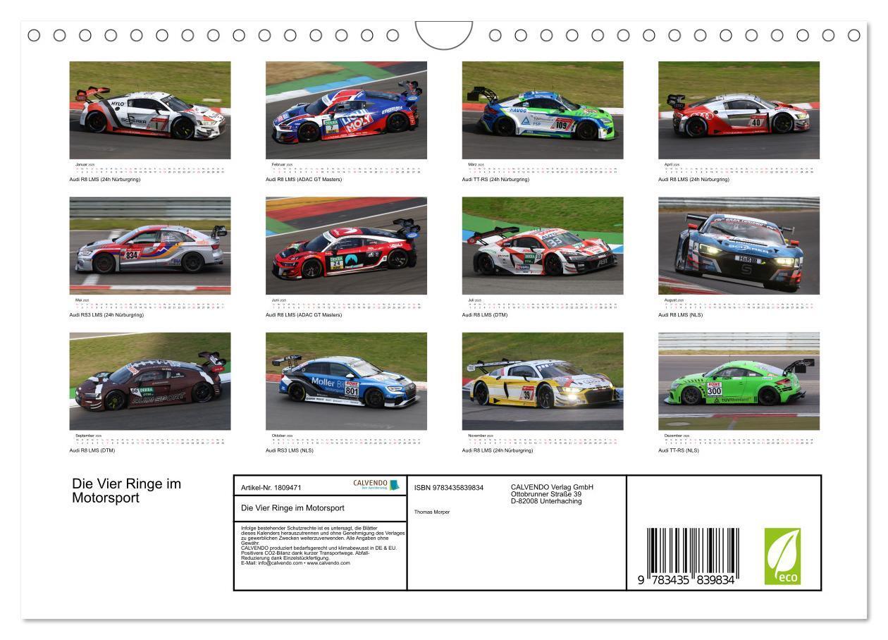 Bild: 9783435839834 | Die Vier Ringe im Motorsport (Wandkalender 2025 DIN A4 quer),...