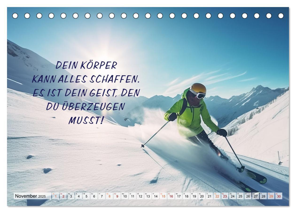 Bild: 9783383909009 | Motivation und Ski (Tischkalender 2025 DIN A5 quer), CALVENDO...