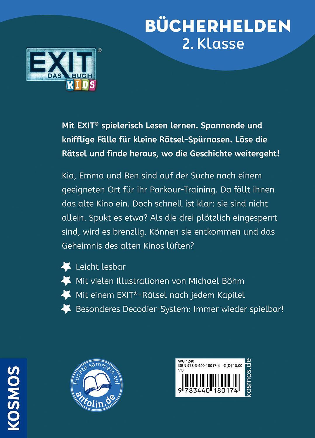 Rückseite: 9783440180174 | EXIT® - Das Buch, Bücherhelden 2. Klasse, Das Geisterkino | Buch