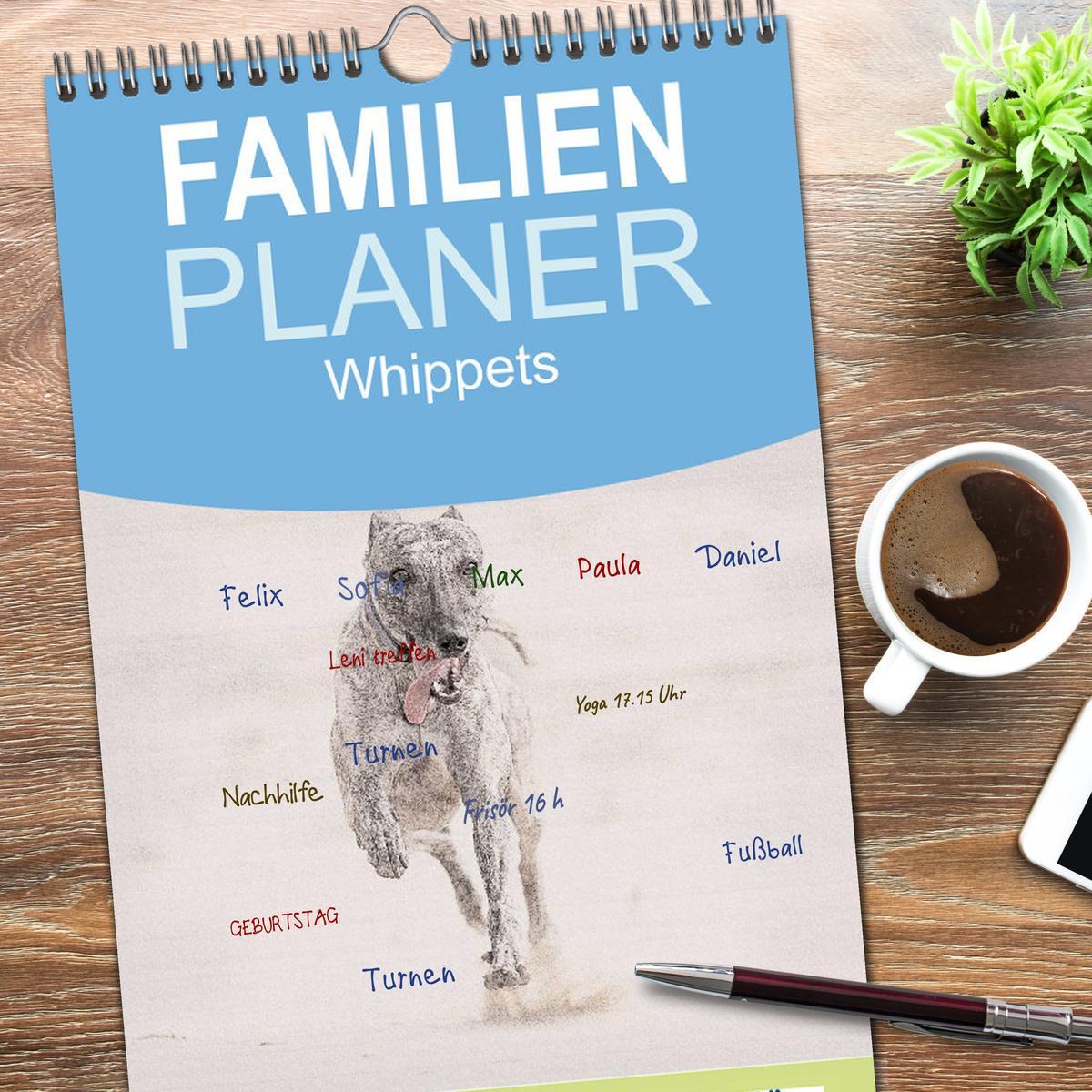 Bild: 9783457121146 | Familienplaner 2025 - Whippet 2025 mit 5 Spalten (Wandkalender, 21...