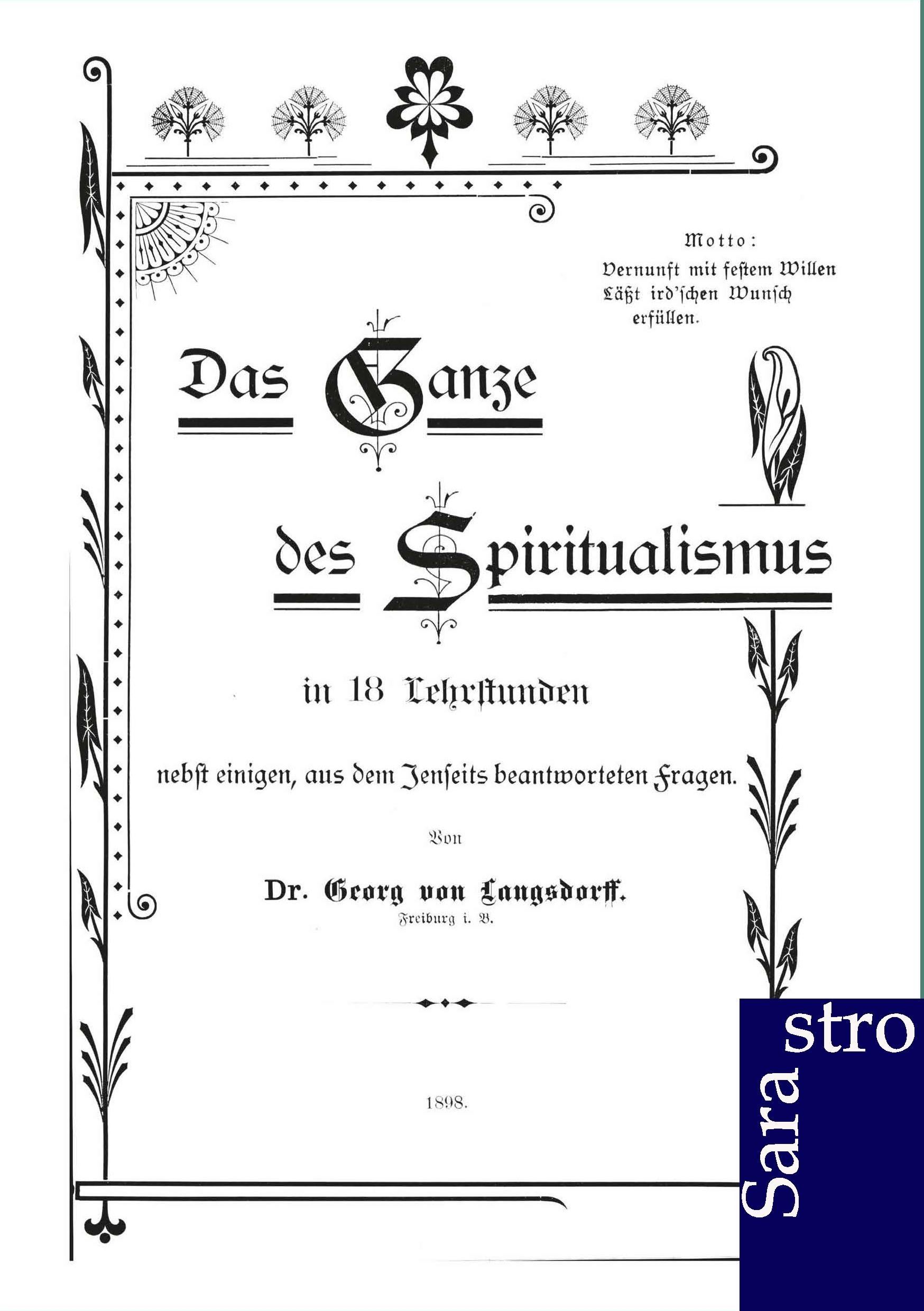 Cover: 9783864711046 | Das Ganze des Spiritualismus | Georg von Langsdorff | Taschenbuch