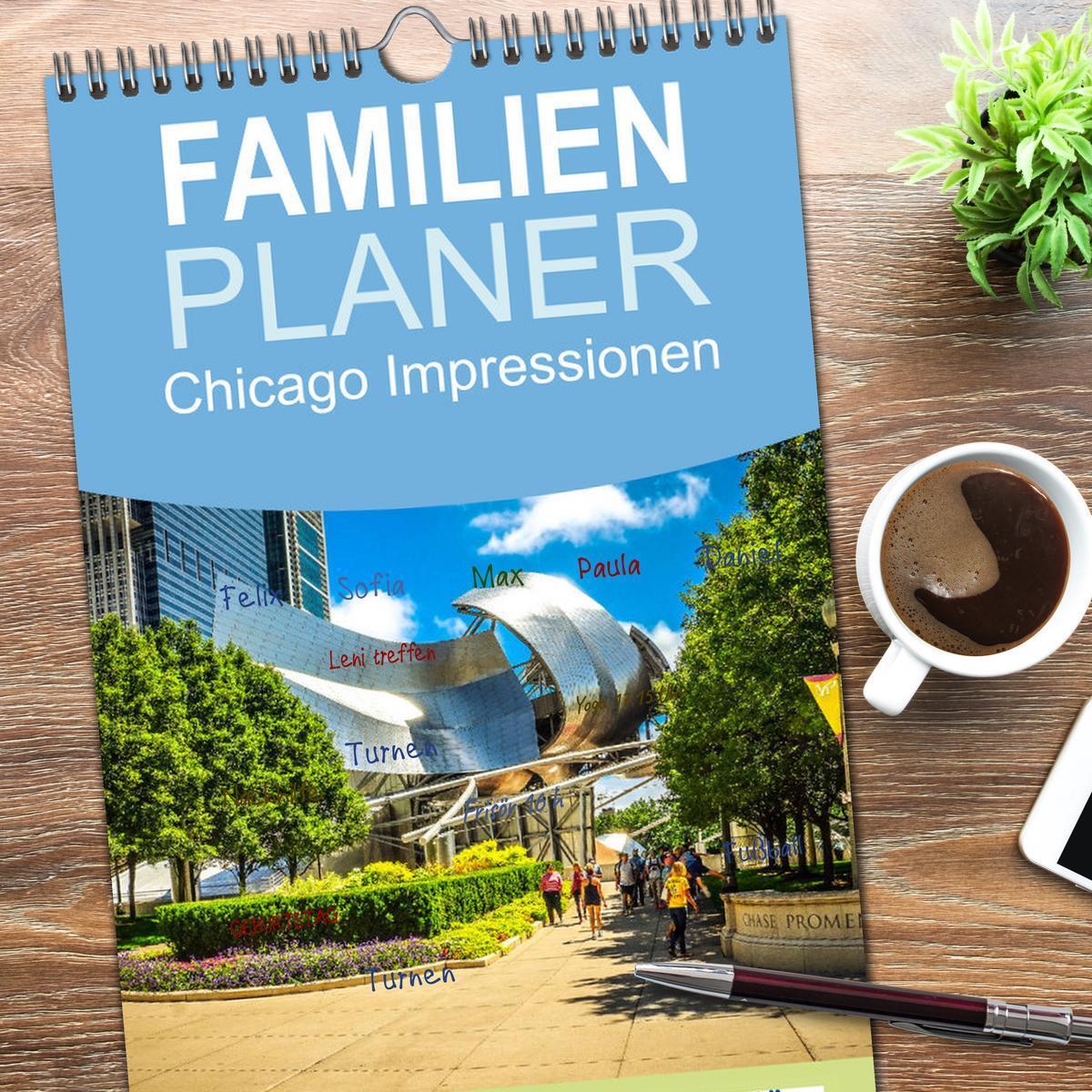 Bild: 9783457113899 | Familienplaner 2025 - Chicago Impressionen mit 5 Spalten...