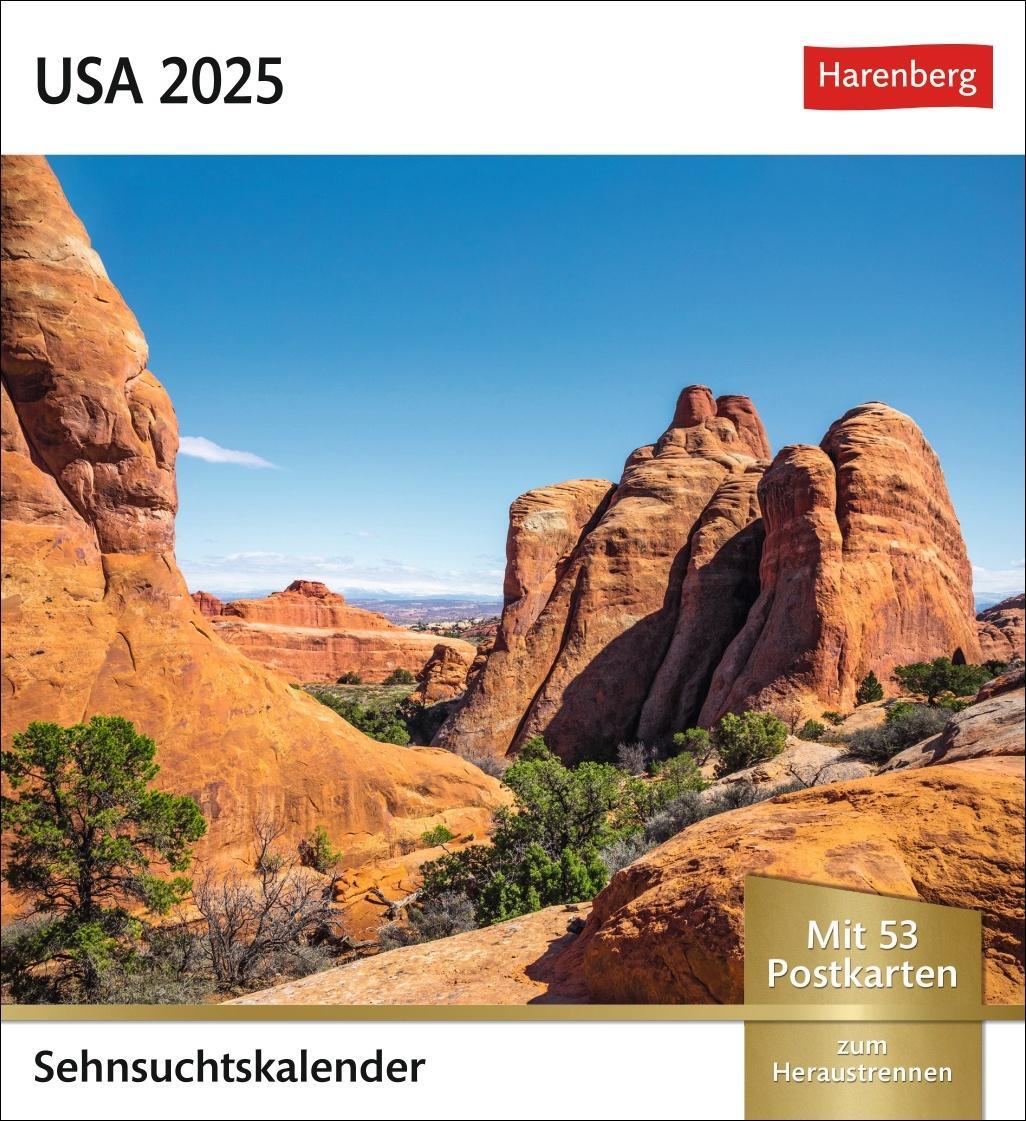 Cover: 9783840033476 | USA Sehnsuchtskalender 2025 - Wochenkalender mit 53 Postkarten | 54 S.