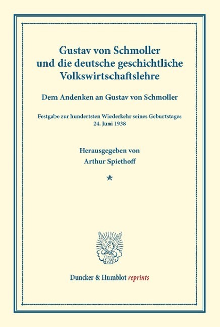 Cover: 9783428163397 | Gustav von Schmoller und die deutsche geschichtliche...
