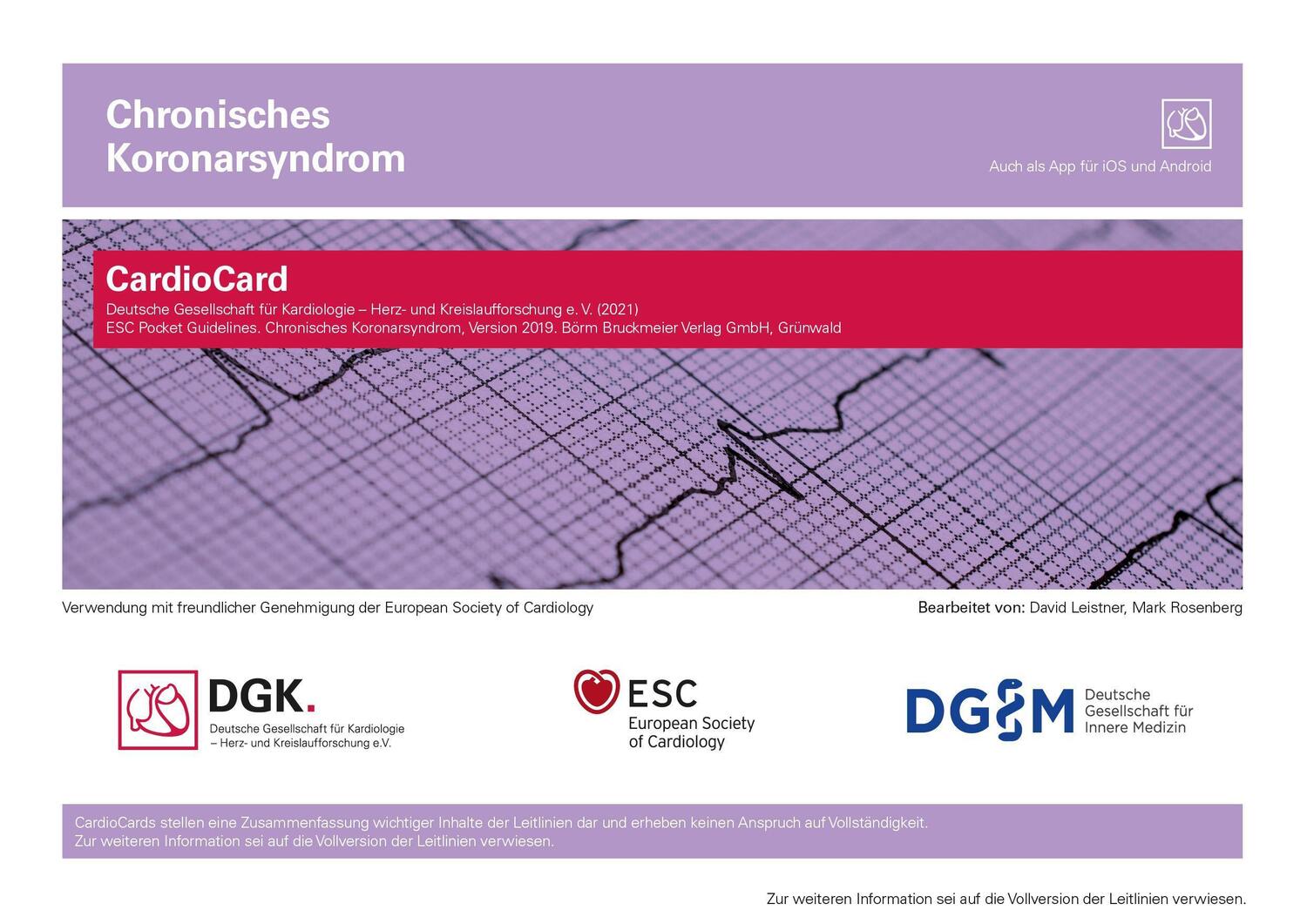 Cover: 9783898626675 | Chronisches Koronarsyndrom | CardioCard 2020 | Taschenbuch | Deutsch