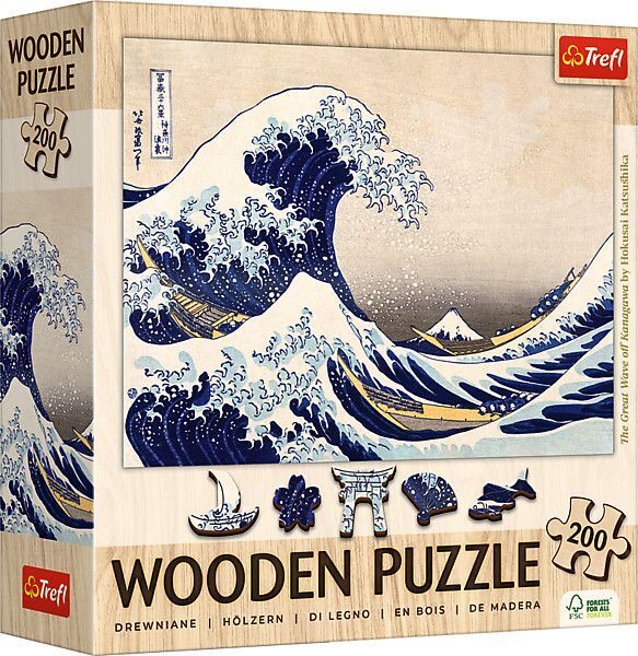 Cover: 5900511202502 | Holz Puzzle 200 - Die Große Welle in Kanagawa / Hokusai Katsushika