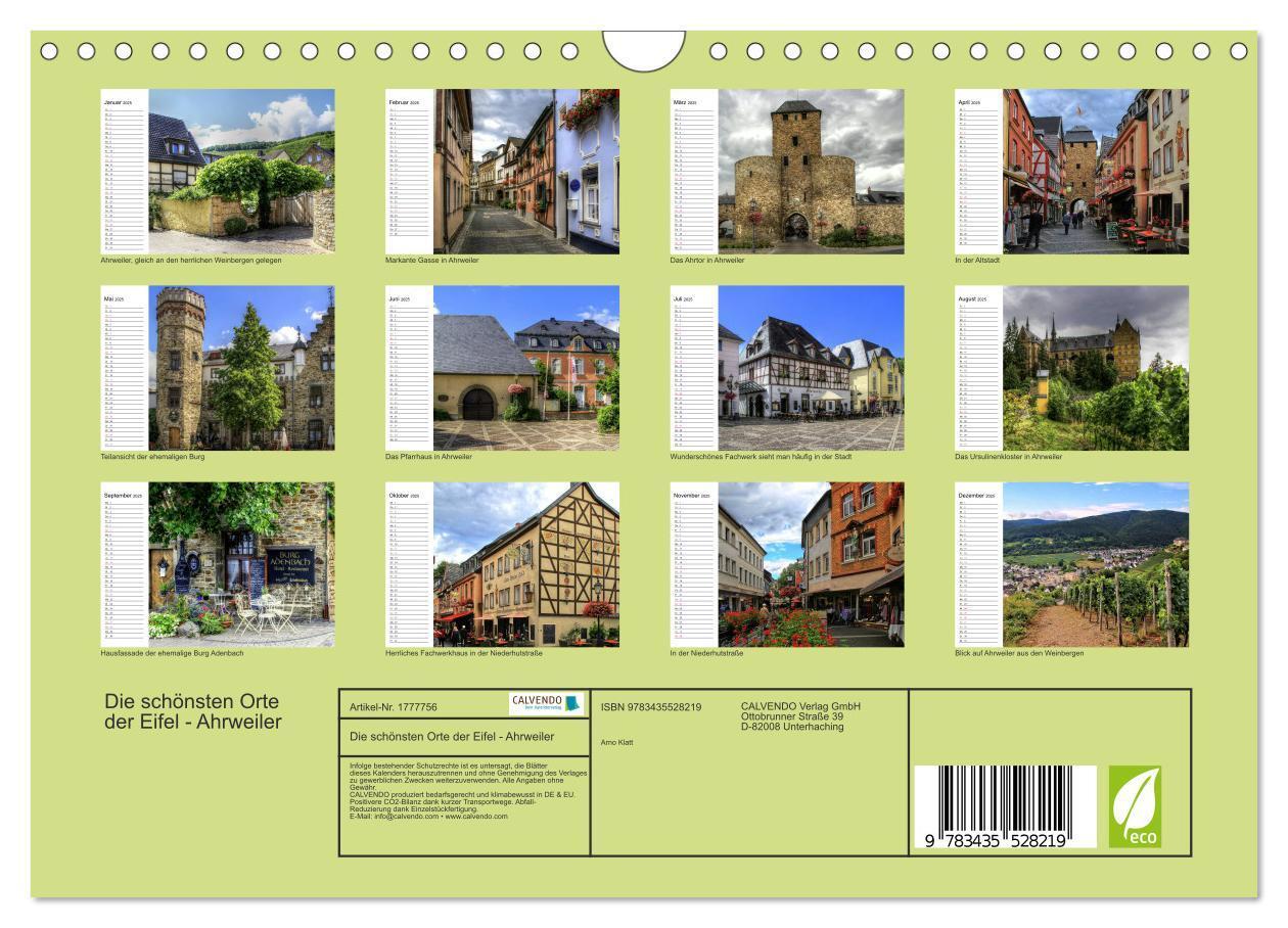 Bild: 9783435528219 | Die schönsten Orte der Eifel - Ahrweiler (Wandkalender 2025 DIN A4...