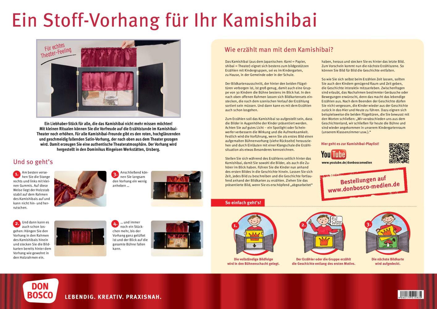 Bild: 4260179515835 | Vorhang "Mein Kamishibai" aus rotem Satin, geschmeidig und...
