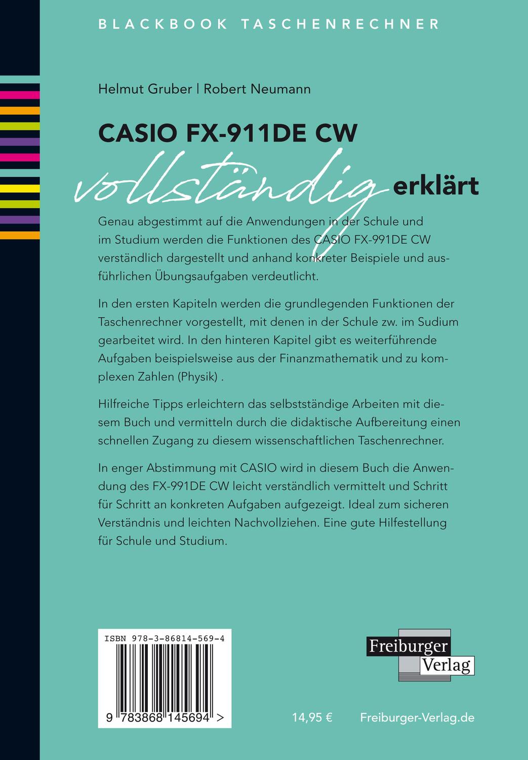 Rückseite: 9783868145694 | CASIO fx-991DE CW vollständig erklärt | Helmut Gruber (u. a.) | Buch