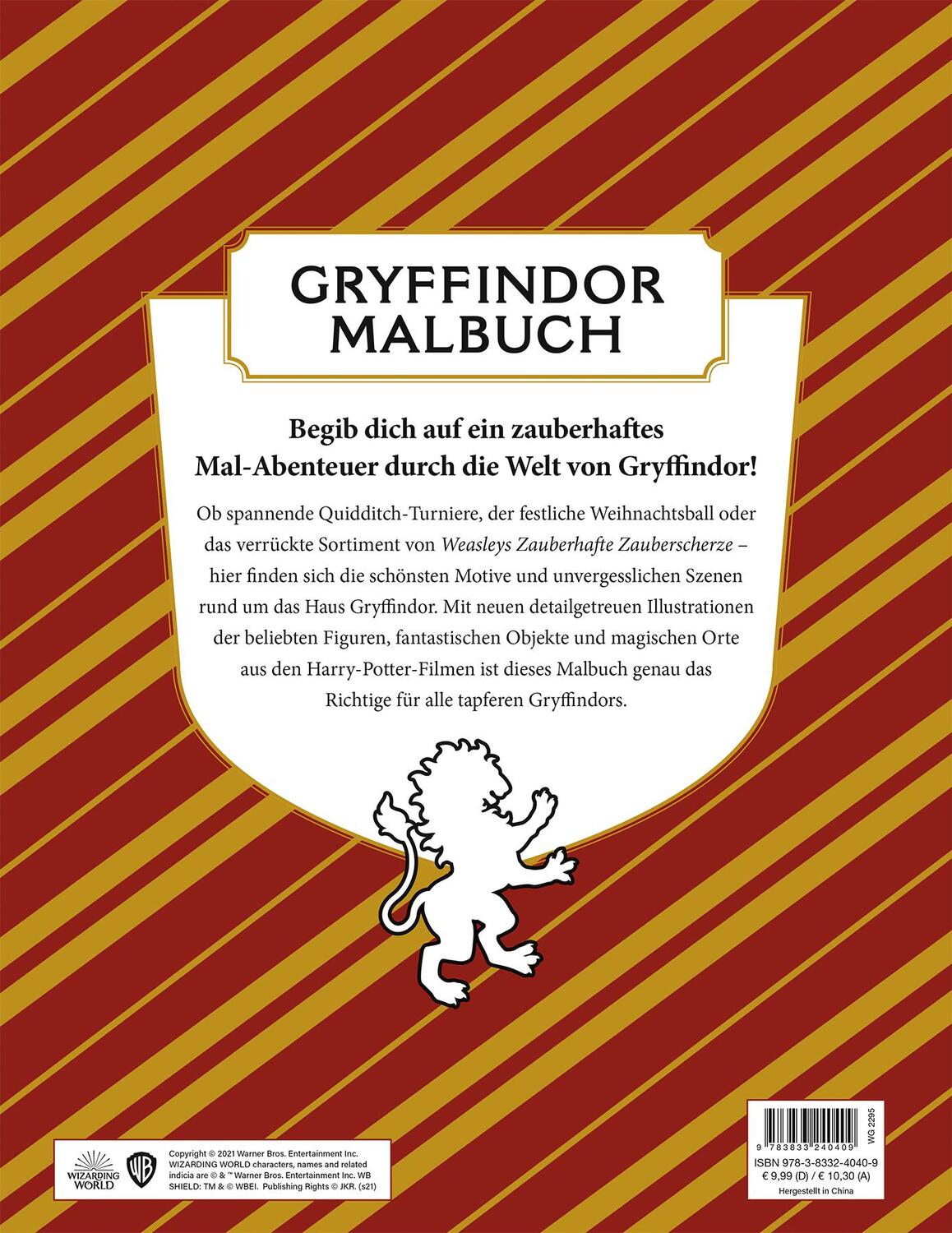 Rückseite: 9783833240409 | Aus den Filmen zu Harry Potter: Das offizielle Malbuch: Gryffindor