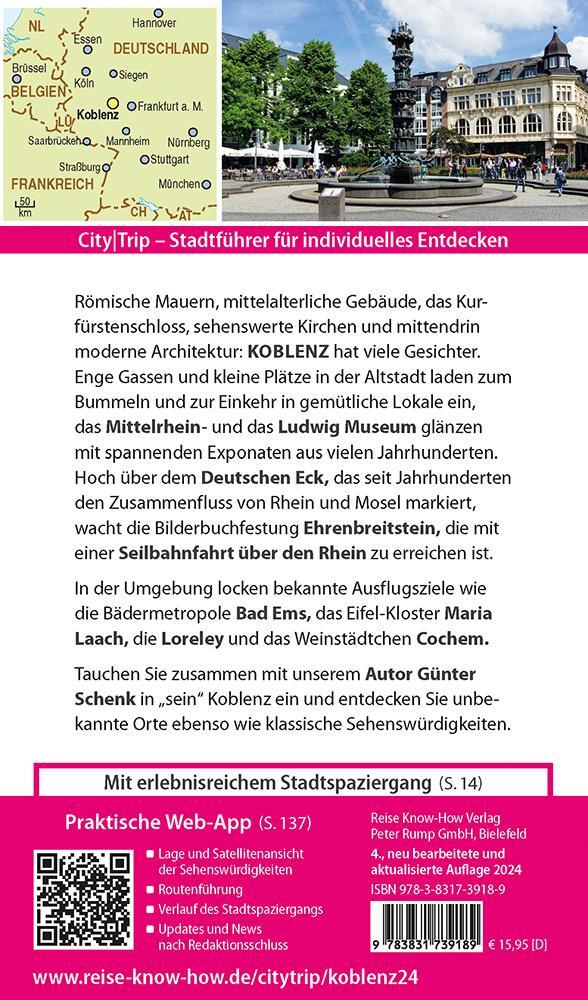 Rückseite: 9783831739189 | Reise Know-How CityTrip Koblenz | Günter Schenk | Taschenbuch | 144 S.