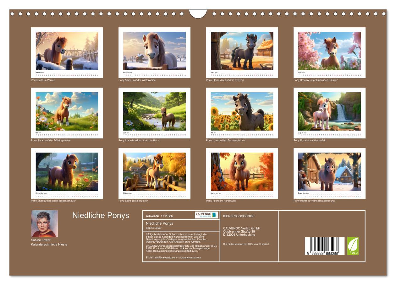 Bild: 9783383883088 | Niedliche Ponys (Wandkalender 2025 DIN A3 quer), CALVENDO...