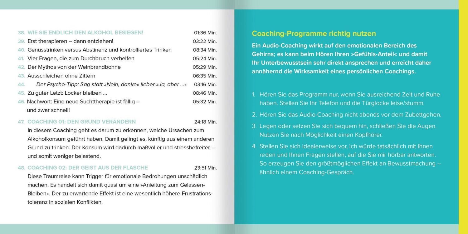 Bild: 9783863746797 | Die Sache mit dem Alkohol. Hörbuch mit Audio-Coaching | Andreas Winter